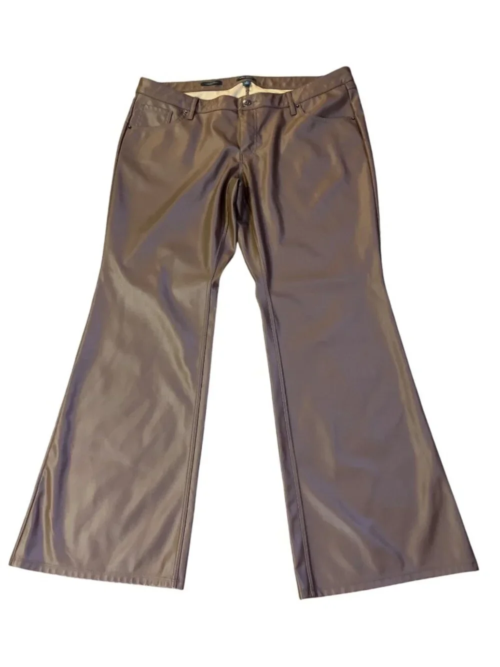 Wild Fable Faux Leather Flare Pants Womens 16 Brown Low Rise Leather Used - Picture 3 of 13